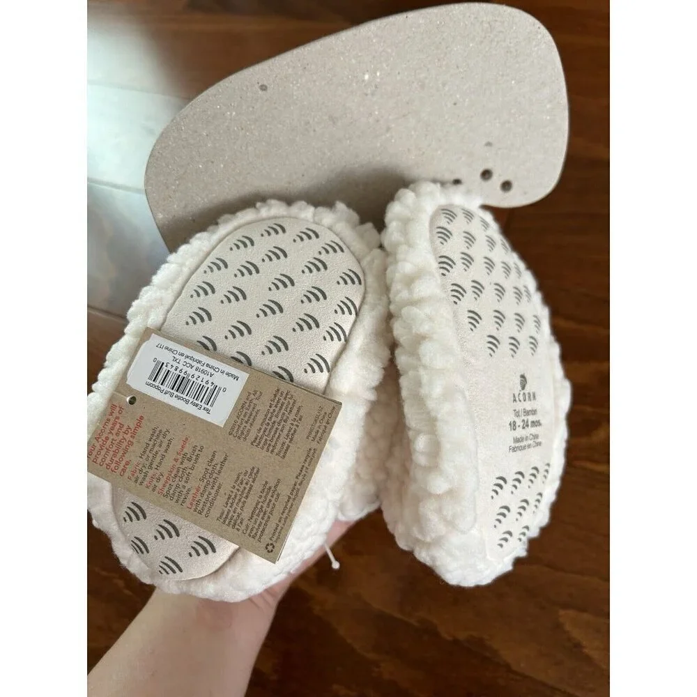 Acorn tots Unisex Little Kids Baby 18-24 Cream Popcorn Baby Booties Slippers NEW